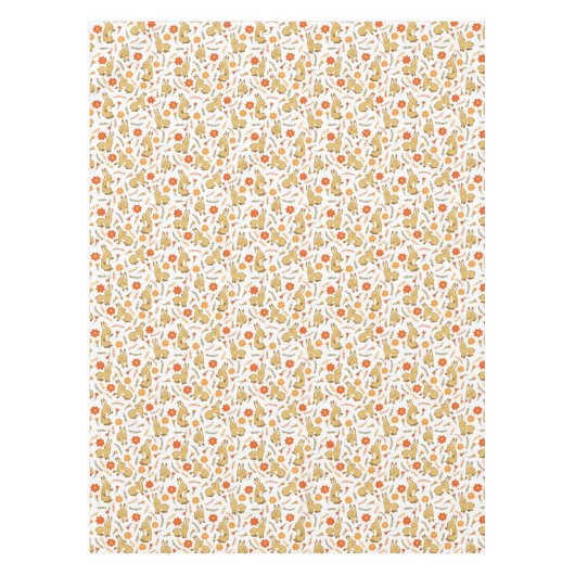 Woodland Spring Bunny Rabal Floral Tischdecke (Vorderseite)