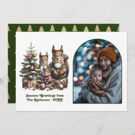 Woodland Squirrel Family Cozy Forest Christmas Feiertagskarte