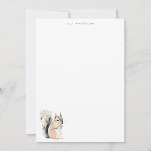 Woodland Squirrel Nature Personalized Stationery Mitteilungskarte (Vorderseite)