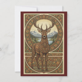 Woodland Stag Nordic Folk Art Flat Thank You Dankeskarte