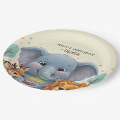 Woodland Storybook Animals 3rd Birthday Pappteller (Schrägansicht)