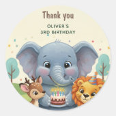 Woodland Storybook Animals 3rd Birthday Thank You Runder Aufkleber (Vorderseite)