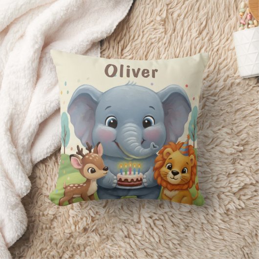 Woodland Storybook Animals Personalized Birthday Kissen (Decke)