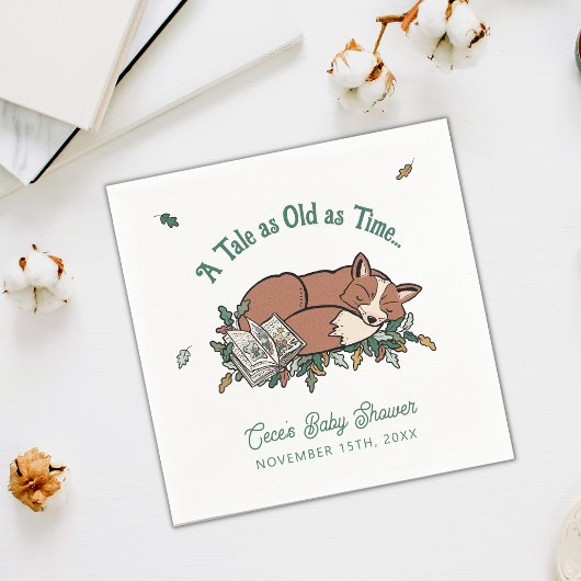 Woodland Storybook Custom Phrase Baby Shower Serviette