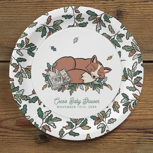 Woodland Storybook Fall Fox Baby Dusche Pappteller