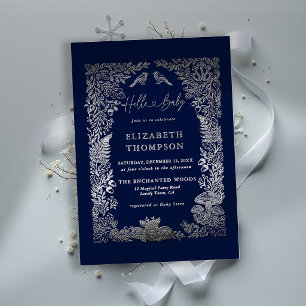 Woodland Storybook Winterwald Navy Baby Shower-Ein Folieneinladung