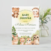 Woodland Sunshine Baby Boy Dusche Einladung (Stehend Vorderseite)