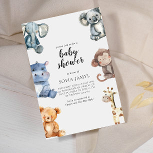 Woodland Süße Tier Frame Baby Dusche Einladung