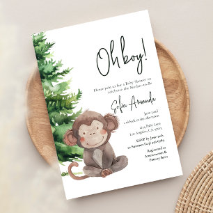 Woodland Süße Tier Monkey Baby Dusche Einladung