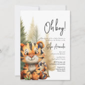 Woodland Süße Tier Tiger Baby Dusche Einladung (Vorderseite)