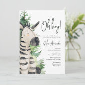 Woodland Süße Tier Zebras Kinderdusche Einladung (Stehend Vorderseite)
