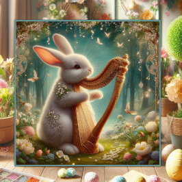 Woodland Symphonie Floral Bunny Art Nouveau Feiertagskarte