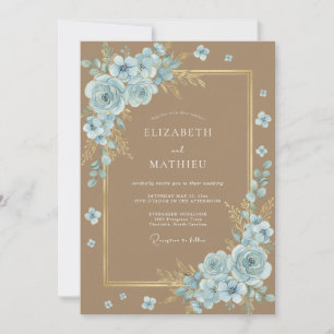 Woodland Tan Azure Petal Hochzeit Einladung