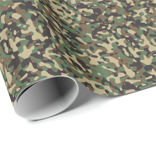 Woodland Tan Green Brown Militärische Camouflage C Geschenkpapier (Rolleneckpunkt)