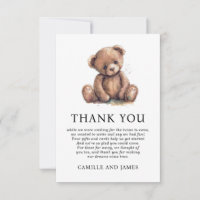 Woodland Teddy Bear Baby Dusche Vielen Dank