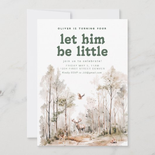 Woodland Thema Geburtstagsparty Einladung (Vorderseite)