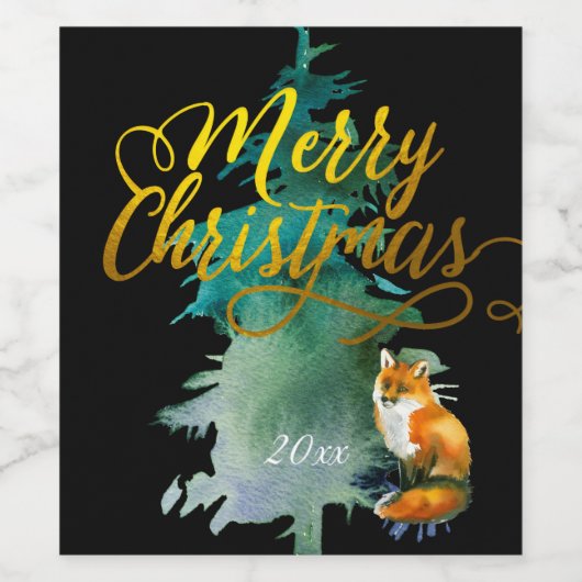Woodland Thema mit Fox Custom Christmas Weinetikett (Einzelnes Label)
