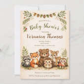 Woodland Theme Adorable Forest Animals Baby Shower Einladung (Vorderseite)