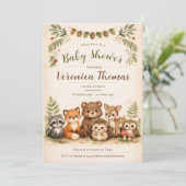 Woodland Theme Adorable Forest Animals Baby Shower Einladung (Stehend Vorderseite)