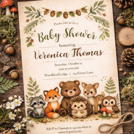 Woodland Theme Adorable Forest Animals Baby Shower Einladung