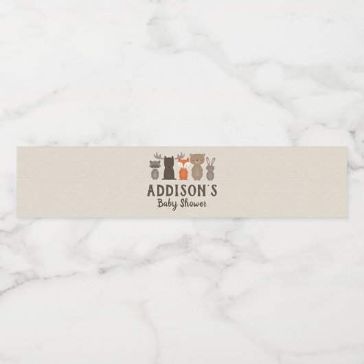Woodland Themed Baby Dusche Wasser Flaschen Etiket Wasserflaschenetikett (Einzelnes Label)