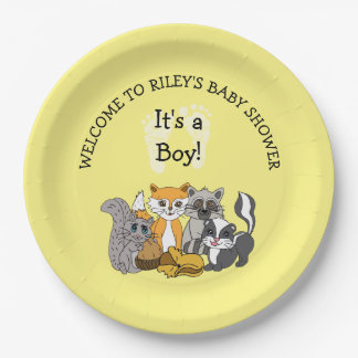 Woodland Themed Boy's Baby Shower Paper Plate Pappteller
