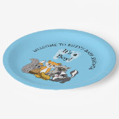 Woodland Themed Boy's Baby Shower Pappteller (Schrägansicht)