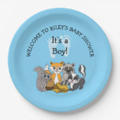 Woodland Themed Boy's Baby Shower Pappteller (Vorderseite)