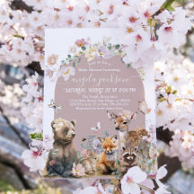 Woodland Tier Aquarell Blumenmädchen Kinderdusche