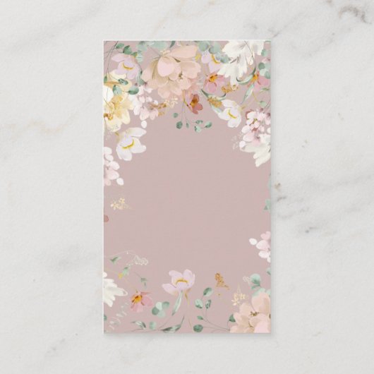 Woodland tierblütenmädchen Baby Dusche Winzer Begleitkarte (Rückseite)