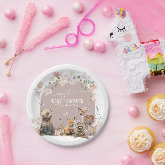 Woodland tierblütenmädchen Kinderdusche Pappteller (Party)