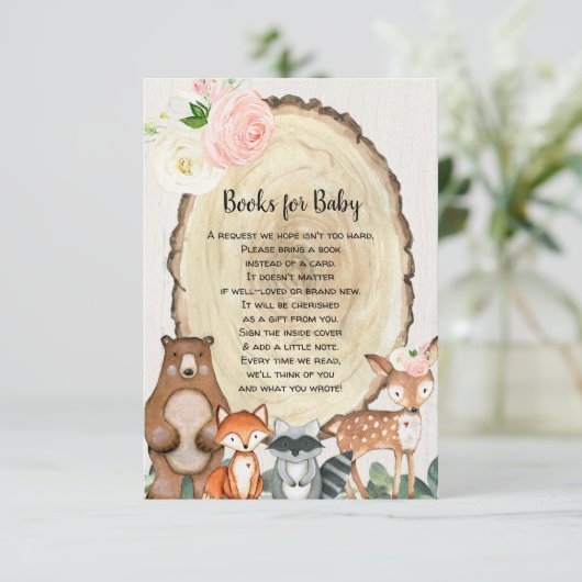 Woodland-Tierbuch Anfrage Mädchen-Dusche Begleitkarte (Stehend Vorderseite)