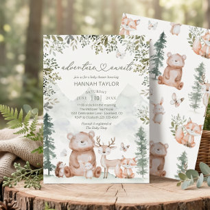 Woodland-Tiere-Abenteuer wartet Baby Shower Einladung