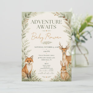 Woodland-Tiere Baby Shower-Abenteuer Einladung
