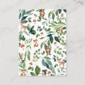 Woodland Tiere bringen ein Buch Baby Shower Boy Begleitkarte (Rückseite)