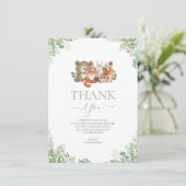 Woodland-Tiere Kinderdusche Danke, Einschließung Begleitkarte (Stehend Vorderseite)