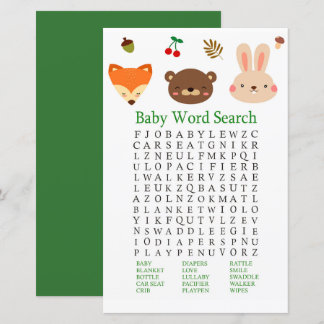 Woodland-Tiere Kinderdusche Word Search Game
