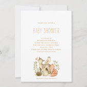 WOODLAND TIERE MODERNE MINIMAL BABY SHOWER | EINLADUNG (Vorderseite)