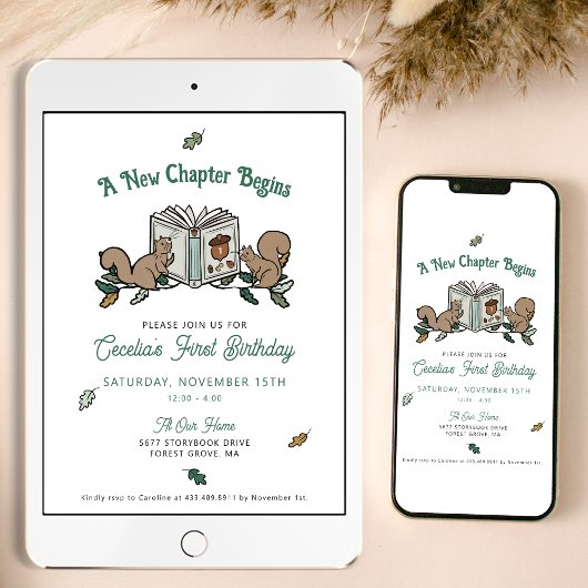 Woodland Tiere Neues Kapitel beginnt ersten Geburt Einladung