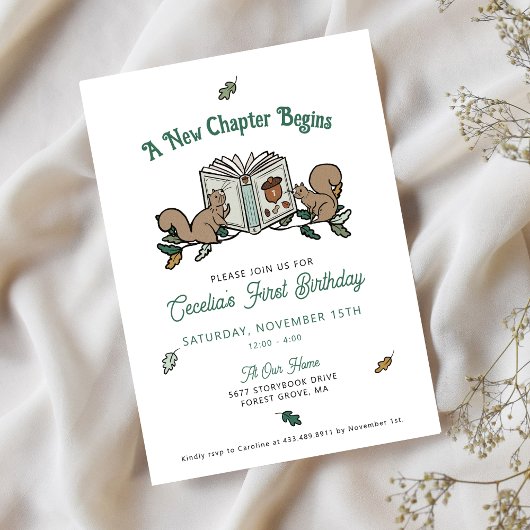 Woodland Tiere Neues Kapitel beginnt ersten Geburt Einladung