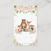 Woodland Tiere Rosa Blütenblätter für Baby Begleitkarte (Rückseite)