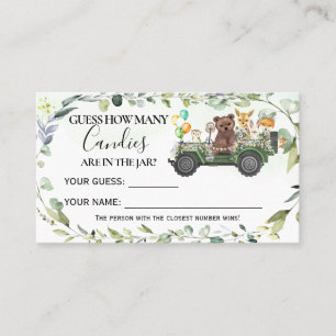 Woodland Tiere Wie viele Candies Baby Duschkarte Platzkarte