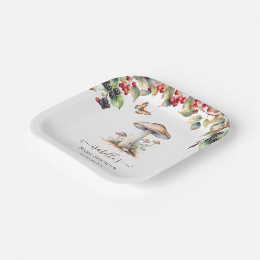 Woodland Toadstool & Mushroom Fall Babydusche Pappteller (Gewinkelt)