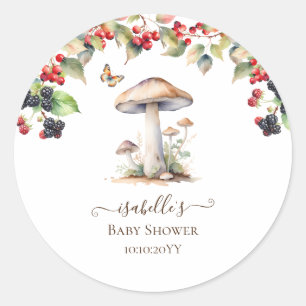Woodland Toadstool & Mushroom Fall Babydusche Runder Aufkleber