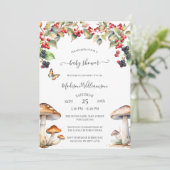 Woodland Toadstool Pilz Fall Baby Dusche Einladung (Stehend Vorderseite)