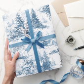 Woodland Toile Blue Christmas Holiday Geschenkpapier