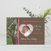 Woodland Tree Camouflage Baby Girl Ankündigung (Stehend Vorderseite)