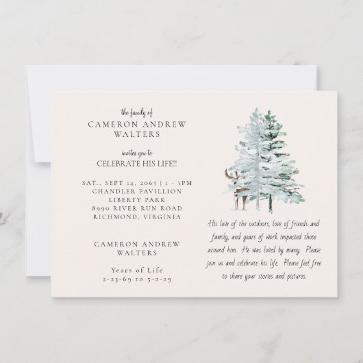 Woodland Trees Celebration of LIfe Einladung (Vorderseite)
