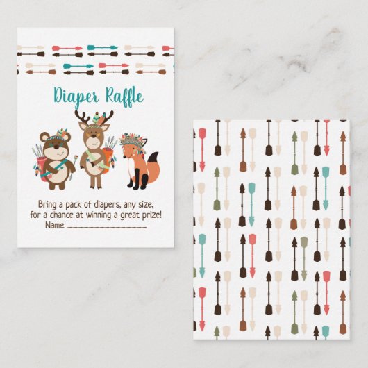 Woodland Tribal Boho Babydusche Windelwindeln Begleitkarte (Vorne/Hinten)