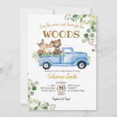 Woodland Truck Kinderdusche Einladung (Vorderseite)
